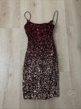 Sparkle Ombre Sequin Slip Dress - Burgundy to Rose Gold